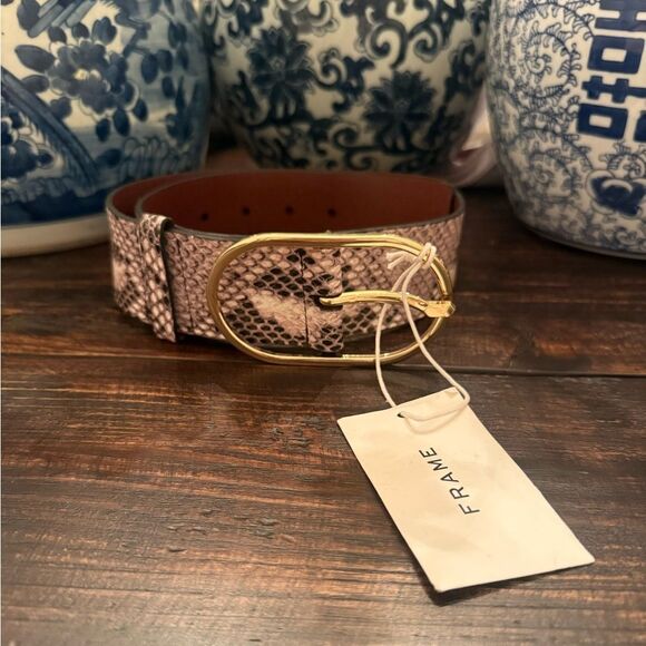 NWT FRAME Python Belt with Brushed Gold - Picture 1 of 2